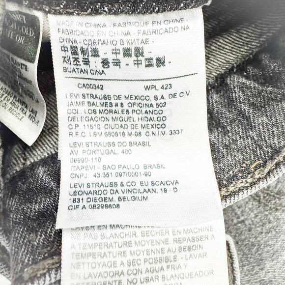 Levi's 501 S Skinny Gray Charcoal Wash Button Fly Skinny Denim Jean Size 24 x 28 - Picture 6 of 9